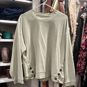 Women's Light Green Button-Detail Top
